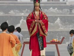 Artists dressed in tang dynasty costumes and showing traditional ceremony during Chinese spring festival AUDIO / xi'an, shaanxi, china Stock Footage