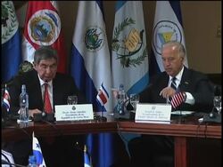 WRAP US VP Biden meets Central American leaders, comments on drugs, Cuba News Clip