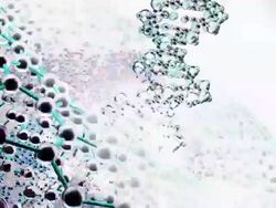 DNA molecule interfacing with nano rings and gears Stock Footage