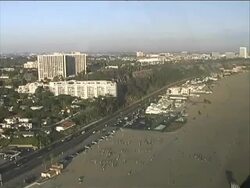 Los Angeles: Santa Monica Beach from LAPD Police Helicopter Stock Footage
