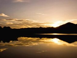 Twilight over reservoir. Stock Footage