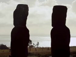 MS Shot of Moaiv statue / Rapa Nui National Park, Easter Island, Chile  Stock Footage
