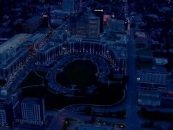 Mutual of Omaha headquarters night exterior Stock Footage
