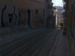 MS CU View of Elevator of Tramway Da Bica / Lisbon, Lisbon, Portugal Stock Footage