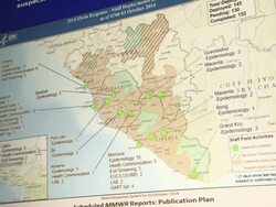 Maps track Ebola outbreak at CDC in Atlanta Stock Footage