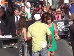 Oprah Winfrey at Jimmy Kimmel Live takes off her Stock Footage