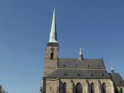 Tilt Down Shot  St Bartholomews Cathedral Pilsen West Bohemia Czech Republic Stock Footage