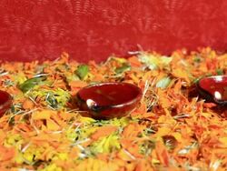 Diyas burning on Diwali festival of lights Dolly Shot Stock Footage