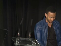 PRESS CONFERENCE - Sharmeen Obaid-Chinoy on education for girls and women at the Chime for Change Launch Event on the 27th of March 2013  Stock Footage