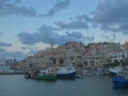 Old Jaffa Port Day to Night Stock Footage