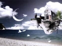 Onyric Church Fly to Seaside Stock Footage