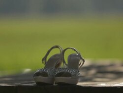 Bride shoes on table - Stock Footage Stock Footage