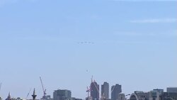 RAF flypast to mark the 75th anniversary of the Battle of Britain. News Clip