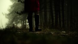 Woman walking through forest Stock Footage