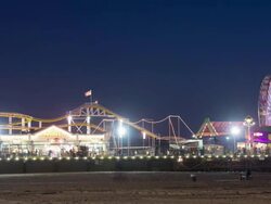 Santa Monica amusment park day to night Stock Footage