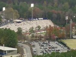 MS AERIAL Shot of Wallace Wade Stadium / North Carolina, United States Stock Footage