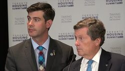 Toronto Affordable Housing Summit 2016: John Tory, Mayor of Toronto-Canada Stock Footage