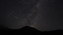 Time lapse of night sky with milky way galaxy and mountain silhouette Stock Footage