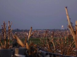 Destroyed town landscape Stock Footage