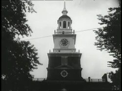 Crowds of people gather outside Independence Hall in Philadelphia, Pennsylvania. News Clip