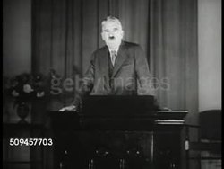 1936: AMERICAN PHILOSOPHER: DEWEY:  MS American philosopher John Dewey (1859-1952) at podium. REPRISAL: VS Dewey & audience '...we must prepare children... not for our world, but for their world - the world of the future.' Instructional Video