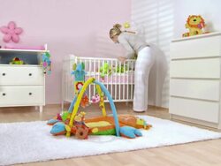 HD CRANE: Changing Baby's Diapers Stock Footage