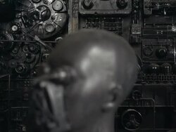 science fiction creature in industrial scenery Stock Footage