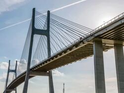 WS LA T/L View of Phu My bridge / Ho Chi Minh City, Southeastern, Vietnam Stock Footage