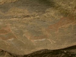 CU Shot of Rock paintings / Free State, South Africa Stock Footage