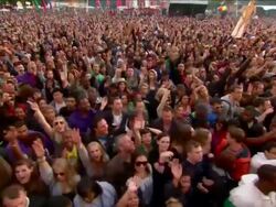 M/S EXT Concert Crowd Festival Day Sunset   Stock Footage