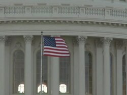 American Flag in front of US Capitol Building Dome Stock Footage