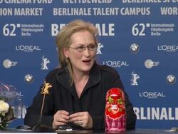 INTERVIEW: Meryl Streep on Olivia Colman, Anna Paquin at Iron Lady Press Conference: 62nd International Berlin Film Festival 2012 at the Grand Hyatt on February 14, 2012 in Berlin, Germany. (Footage by WireImage Video/Getty Images)  Stock Footage