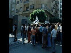 SYND 24 7 74 GREEK CYPRIOT STUDENTS RIOT OUTSIDE THE BRITISH EMBASSY IN ATHENS News Clip