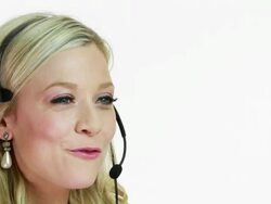 Customer Service Woman on White Stock Footage