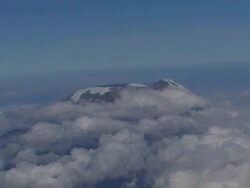 Peak of Mt Kilimanjaro from airplane, Tanzania Stock Footage