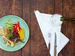 CU Shot of putting cooked dishes and pouring water into cup / Seoul, South Korea Stock Footage