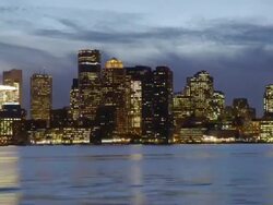 TL Zoom In Day to Night Skyline Boston, USA Stock Footage
