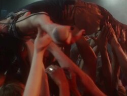 SLO MO performer crowd surfing in nightclub / New York, New York Stock Footage