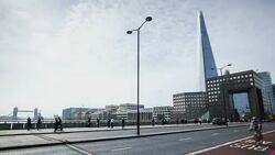 London Bridge rush hour with view on Shard, time lapse Stock Footage