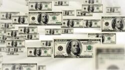 United States One-hundred dollar bills shift across a background. Stock Footage
