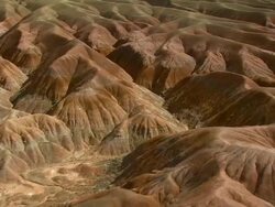 MS AERIAL Shot of Painted Desert (Blue Mesa Canyon) / Arizona, United States Stock Footage