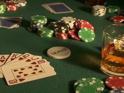 Draw poker game: dealer playing Royal Flush, Spain Stock Footage