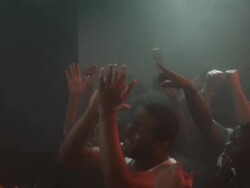 SLO MO crowd cheering band on stage at nightclub / New York, New York Stock Footage