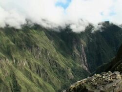 WS PAN Stone walls at Sun temple / Machu Picchu, Peru Stock Footage