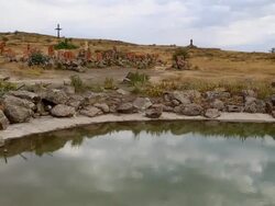 Mount Aragats, park of letters (Armenian Alphabet) Stock Footage