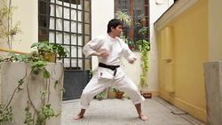 Man Practicing Martial Arts Stock Footage
