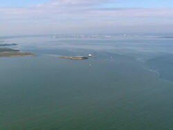 WS AERIAL View of sea with Fort Sumter National Monument / South Carolina, United States Stock Footage