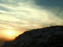 HD CRANE: Mountain Ridge At Sunset Stock Footage