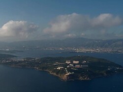 AERIAL Entrance to Toulon Harbor/ Toulon, France Stock Footage