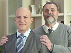 HD DOLLY: Portrait Of Two Businessmen Stock Footage